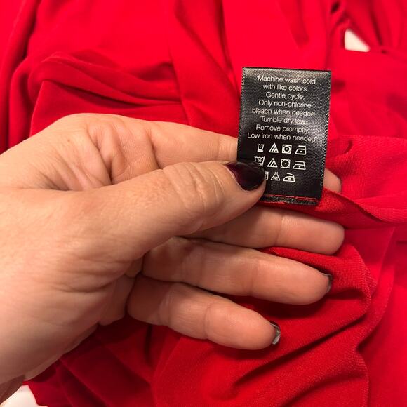 NEW KamaliKulture x Norma Kamali Red Dolman Sleeve Wrap Midi Dress Sz XS - Picture 8 of 10